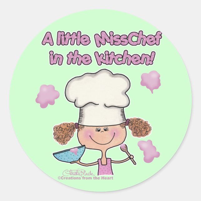 Little Miss Chef Classic Round Sticker (Front)
