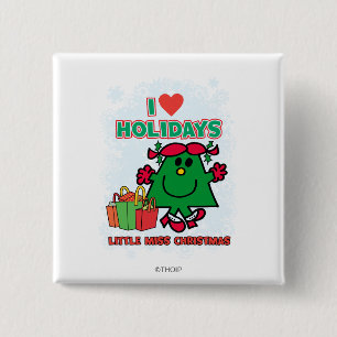 Little Miss Christmas   I Love Holidays 15 Cm Square Badge