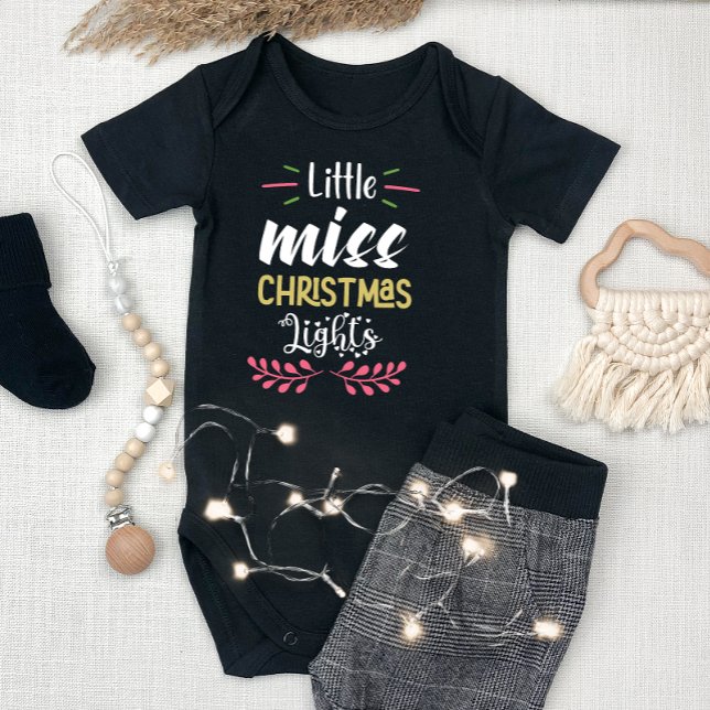 Little Miss Christmas Lights Girl Baby Bodysuit (Creator Uploaded)