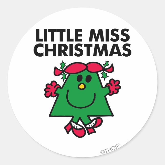 Little Miss Christmas Smile Classic Round Sticker (Front)