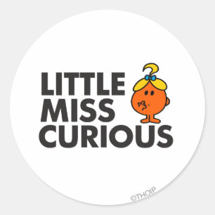 Little Miss Curious   Black Lettering Classic Round Sticker