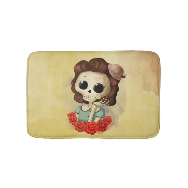 Little Miss Death and Roses Bath Mat (Front)