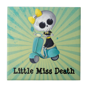 Little Miss Death on Scooter Ceramic Tile