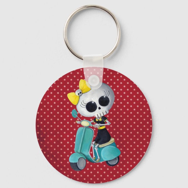 Little Miss Death on Scooter Key Ring (Front)