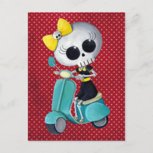 Little Miss Death on Scooter Postcard