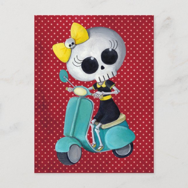 Little Miss Death on Scooter Postcard (Front)