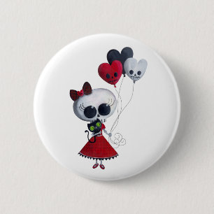 Little Miss Death Valentine Girl 6 Cm Round Badge