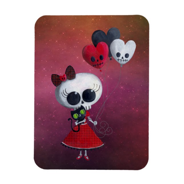 Little Miss Death Valentine Girl Magnet (Vertical)