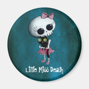 Little Miss Death with Black Cat Magnet