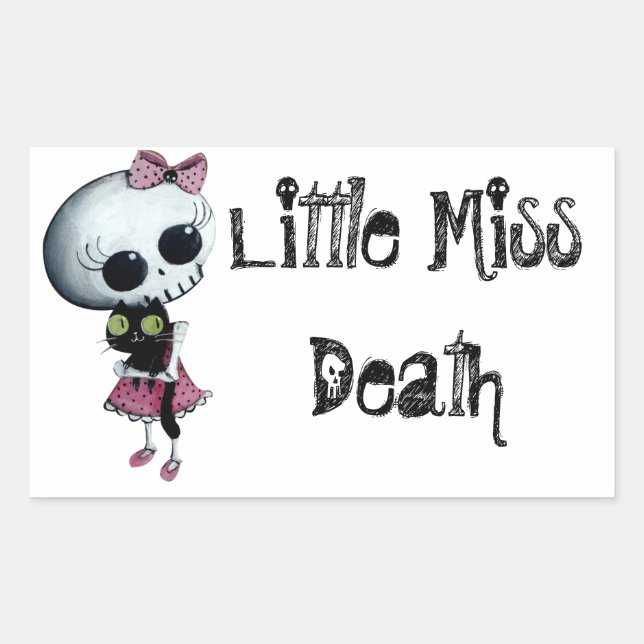 Little Miss Death with Black Cat Rectangular Sticker (Front)