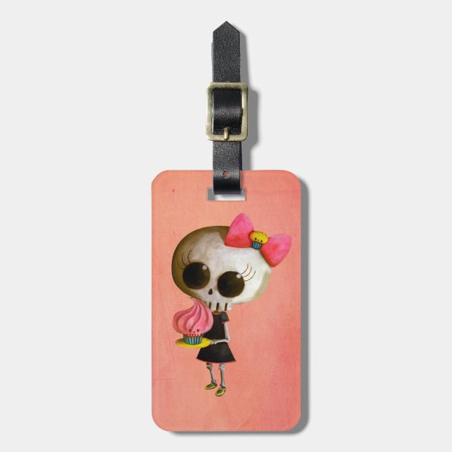 Little Miss Death with Cupcake Luggage Tag (Front Vertical)