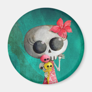 Little Miss Death with Halloween Ice Cream Magnet
