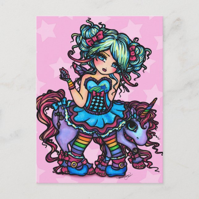 Little Miss Deelish Fairy Unicorn Princess Fantasy Postcard (Front)