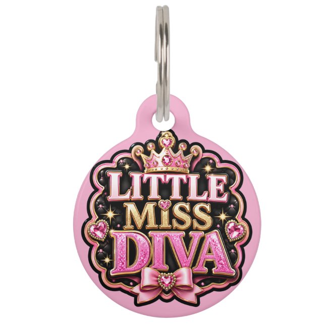 Little Miss Diva Funny Dog Tag (Front)