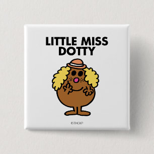 Little Miss Dotty Black Lettering 15 Cm Square Badge