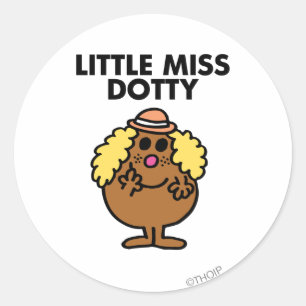 Little Miss Dotty   Black Lettering Classic Round Sticker