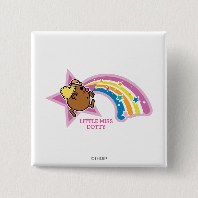 Little Miss Dotty | Chasing Rainbows 15 Cm Square Badge (Front)