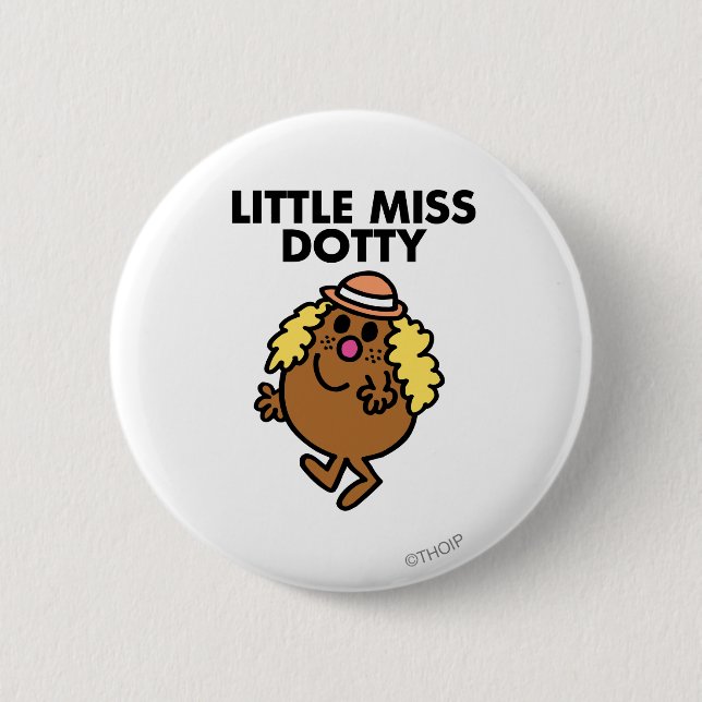 Little Miss Dotty Waving 6 Cm Round Badge (Front)