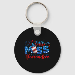 Little Miss Firecracker 4th Of July American Flag Key Ring