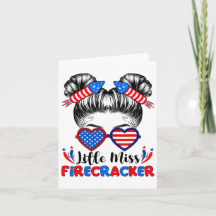 Little Miss Firecracker 4th Of July Girls Messy Bu Card