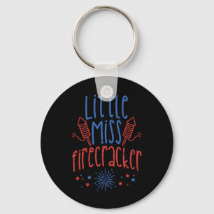 Little Miss Firecracker Funny 4th Of July Patriot  Key Ring