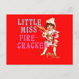 Little Miss Firecracker Vintage Americana Postcard