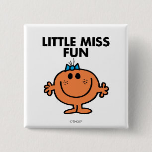 Little Miss Fun Black Lettering 15 Cm Square Badge