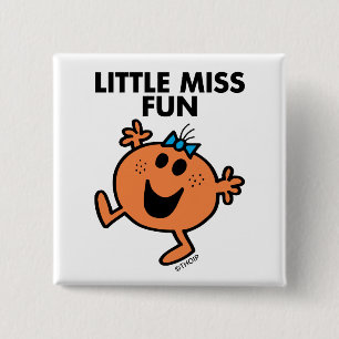 Little Miss Fun Waving Joyously 15 Cm Square Badge