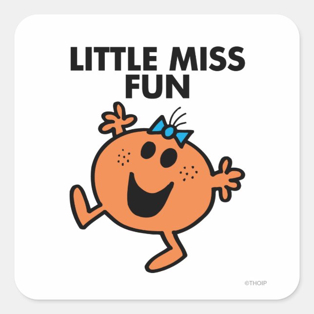 Little Miss Fun Waving Joyously Square Sticker (Front)
