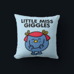 Little Miss Giggles | Black Lettering Cushion<br><div class="desc">Enjoy a good laugh with Little Miss Giggles. This chuckling character from the Little Miss cartoon series created by Roger Hargreaves cannot contain her infectious laugh. Even hiding it behind her hands is not enough to curb her guffawing. If you need a good chuckle be sure to grab this design...</div>
