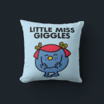 Little Miss Giggles | Black Lettering Cushion<br><div class="desc">Enjoy a good laugh with Little Miss Giggles. This chuckling character from the Little Miss cartoon series created by Roger Hargreaves cannot contain her infectious laugh. Even hiding it behind her hands is not enough to curb her guffawing. If you need a good chuckle be sure to grab this design...</div>