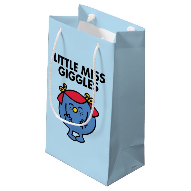 Little Miss Giggles | Black Lettering Small Gift Bag (Back Angled)