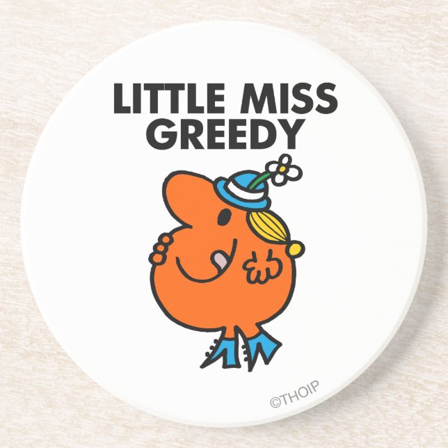 Little Miss Greedy Licking Her Lips Coaster (Front)