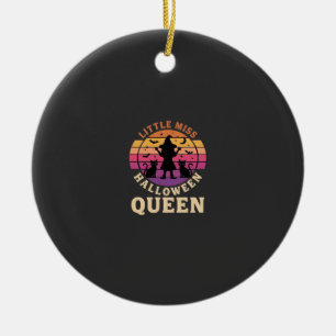 Little Miss Halloween Queen Witch Cat Design_1 Ceramic Ornament