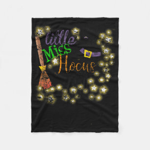 Little Miss Hocuss Pocus Halloween Witch Distresse Fleece Blanket