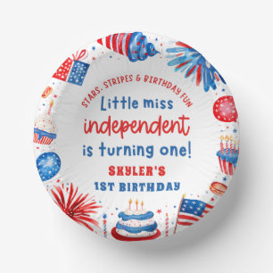 Little Miss Independent 4th of July 1st Birthday Paper Plate