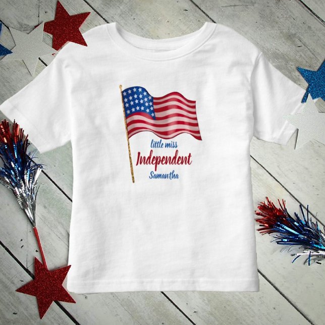 Little Miss Independent American Flag Toddler T-Shirt (Creator Uploaded)