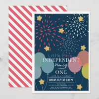 Little Miss Independent Fireworks Balloon Birthday