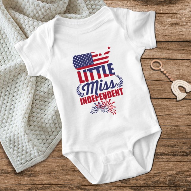 Little Miss Independent Red White Blue July Girl Baby Bodysuit (Creator Uploaded)