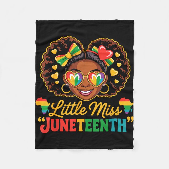 Little miss juneteenth afro black pride fleece blanket (Front)