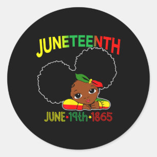 Little Miss Juneteenth Celebrate 19th 1865 June Bl Classic Round Sticker