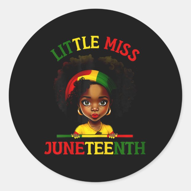 Little Miss Juneteenth  Classic Round Sticker (Front)