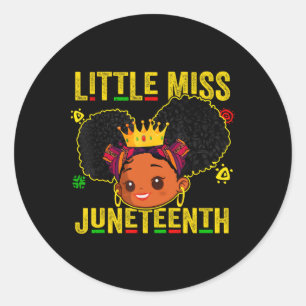 Little Miss Juneteenth Shirt Girl Toddler Black Hi Classic Round Sticker