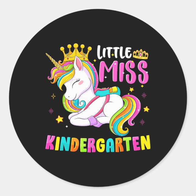 Little Miss Kindergarten Back To School Hello Kind Classic Round Sticker (Front)