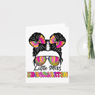 Little Miss Kindergarten Girl Messy Bun Ck To Scho Card
