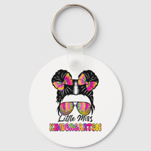 Little Miss Kindergarten Girl Messy Bun Ck To Scho Key Ring