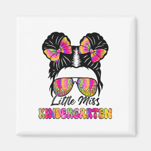 Little Miss Kindergarten Girl Messy Bun Ck To Scho Magnet