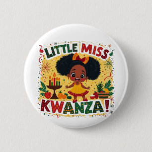 Little Miss Kwanza Afro American Kwanaz heritage 6 Cm Round Badge