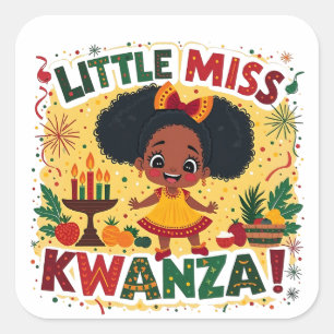 Little Miss Kwanza Afro American Kwanaz heritage Square Sticker