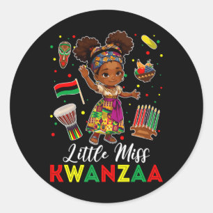 Little Miss Kwanzaa Kinara Candle African American Classic Round Sticker